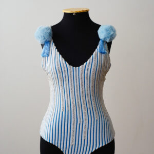 Body com Apliques — Azul e Branco