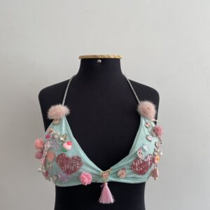 Top Handmade — Turquesa e Rosa